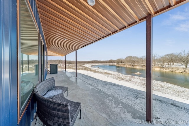 9501 S 4170th Rd, Claremore, OK 74017 - view of patio featuring a water view and central air condition unit