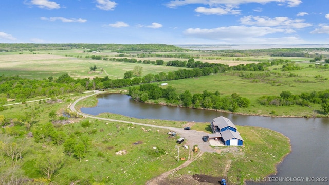 9501 S 4170th Rd, Claremore, OK 74017 - aerial view of property and surrounding area with a nearby body of water and rural landscape