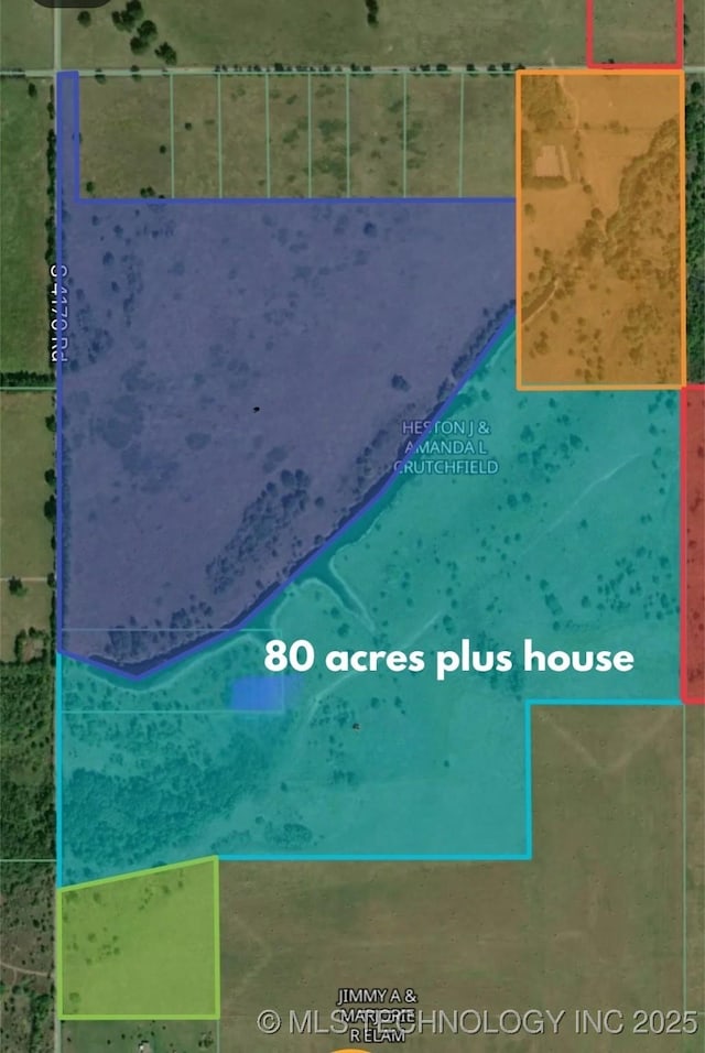 9501 S 4170th Rd, Claremore, OK 74017 - map / location featuring property boundaries highlighted