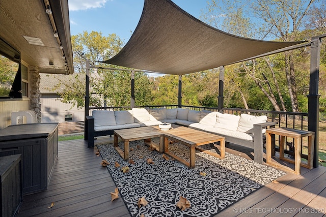 deck with an outdoor hangout area