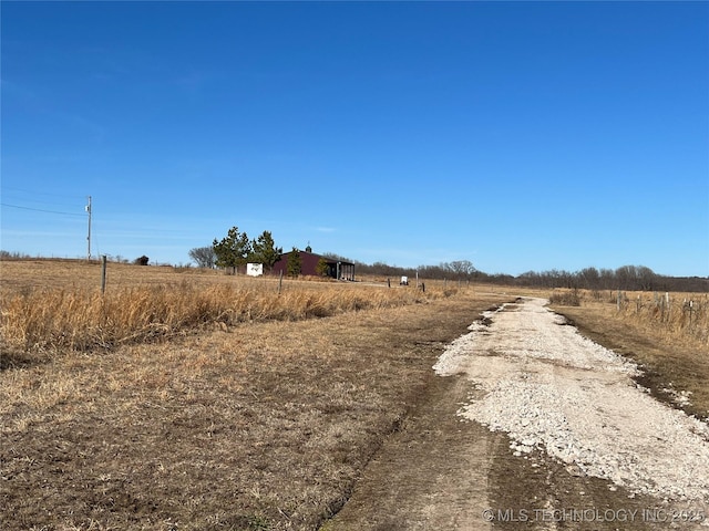 view of road with a rural view