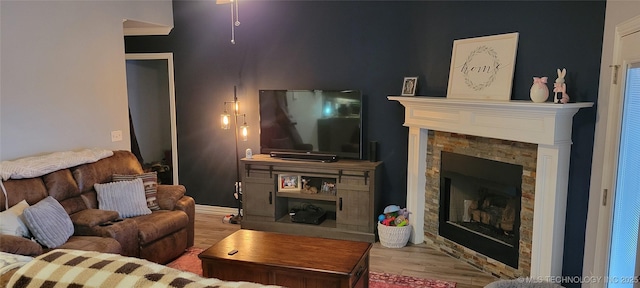 living room with wood-type flooring