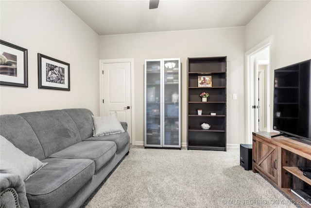 living room with carpet flooring