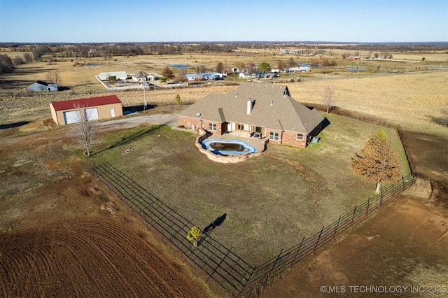 aerial view with a rural view