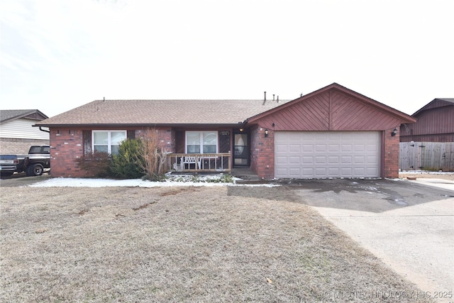 single story home with a garage