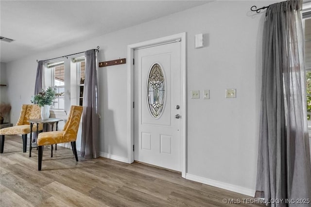 entryway with wood-type flooring