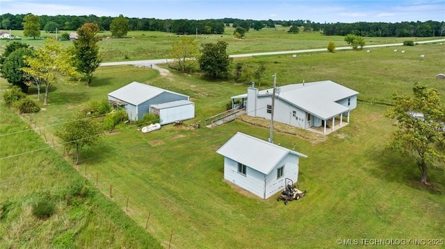 drone / aerial view with a rural view