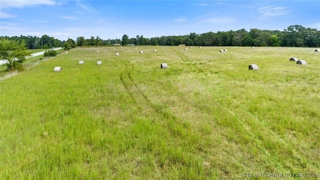 birds eye view of property featuring a rural view