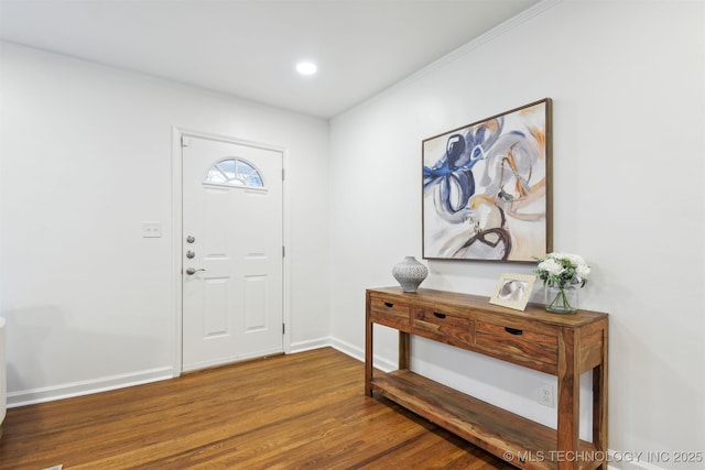 foyer entrance featuring hardwood / wood-style floors