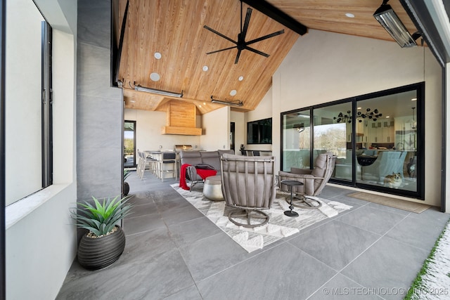 view of patio featuring ceiling fan