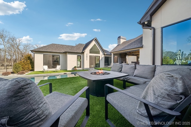 7300 E College St, Broken Arrow, OK 74014 - view of patio / terrace with an outdoor living space with a fire pit