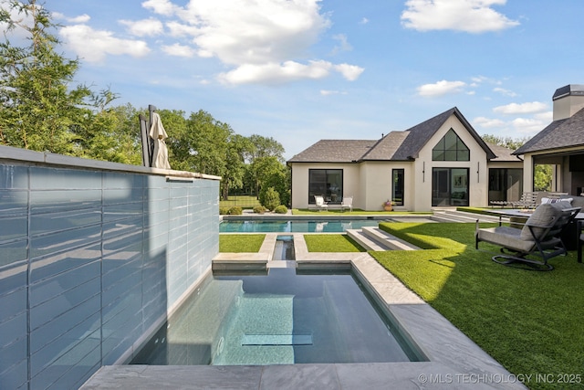 7300 E College St, Broken Arrow, OK 74014 - swimming pool with a hot tub, a lawn, and a patio