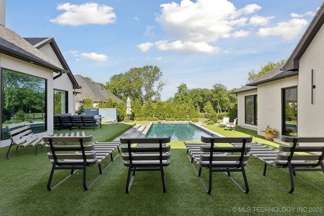 7300 E College St, Broken Arrow, OK 74014 - view of swimming pool featuring a lawn and a patio