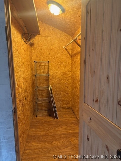 walk in closet featuring wood-type flooring