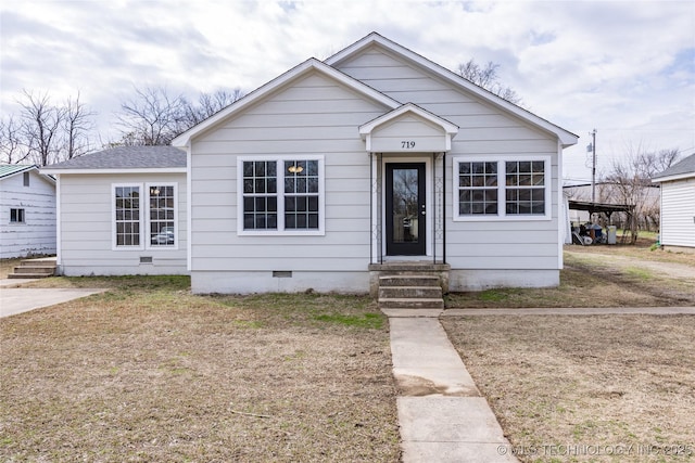 719 W Evergreen, Durant, OK 74701 - bungalow featuring roof with shingles, crawl space, and entry steps