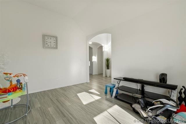 interior space with light hardwood / wood-style flooring