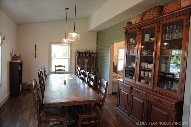 dining space featuring dark hardwood / wood-style floors