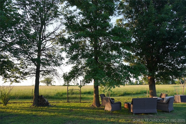 view of yard with a rural view