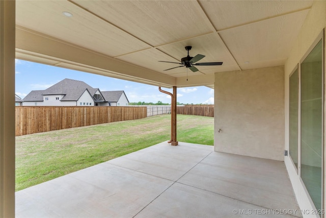 2982 E 145th St S, Bixby, OK 74008 - view of patio with a fenced backyard and a ceiling fan