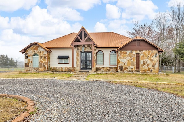 view of front of property featuring french doors