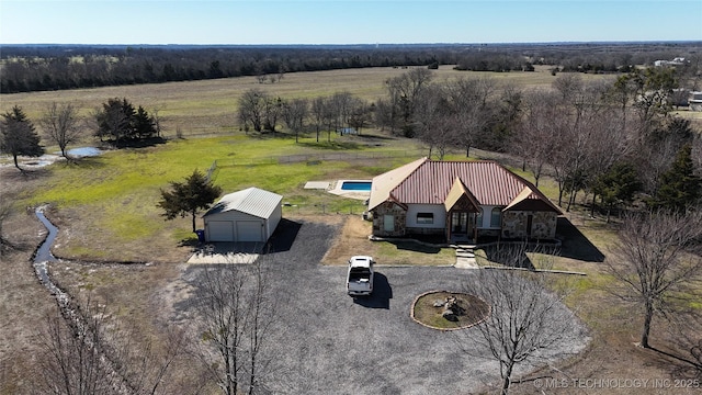 aerial view with a rural view