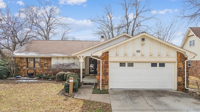 single story home with a garage