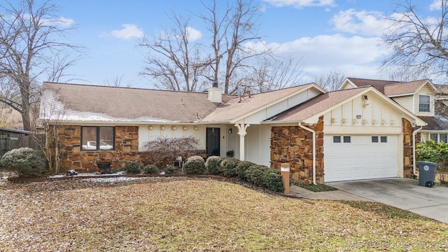 single story home with a garage