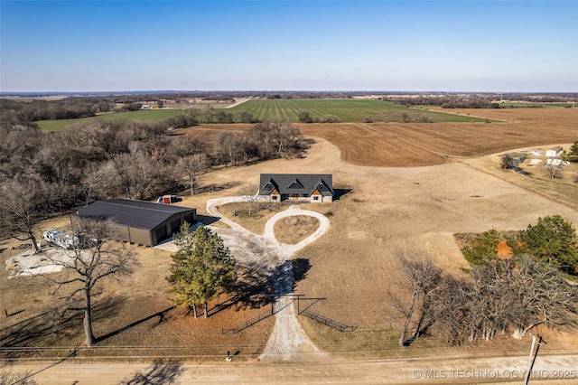 drone / aerial view with a rural view