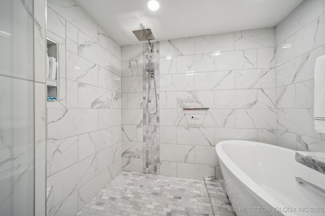 42900 W 11th St, Terlton, OK 74081 - full bath featuring a freestanding bath and a tile shower