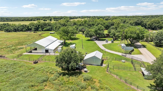 bird's eye view featuring a rural view