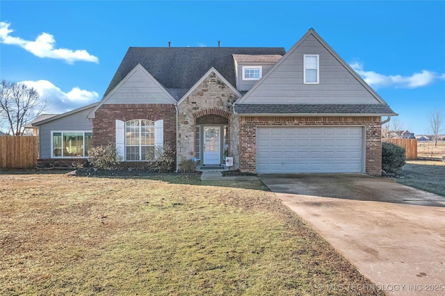 15052 E 117th St N, Collinsville, OK 74021 - view of front of house featuring concrete driveway, roof with shingles, brick siding, and a garage