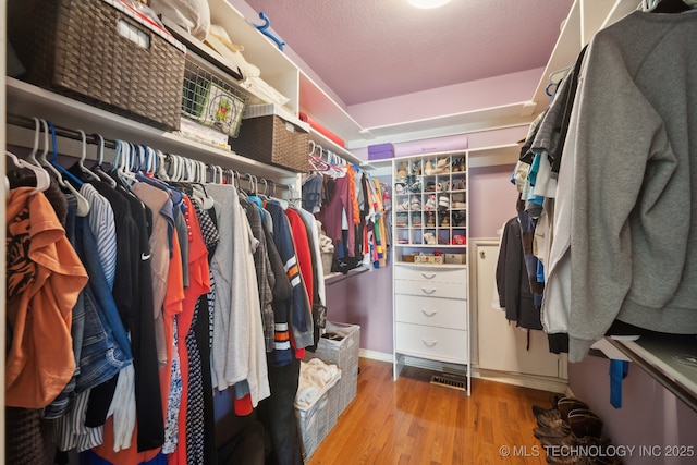 spacious closet with wood finished floors