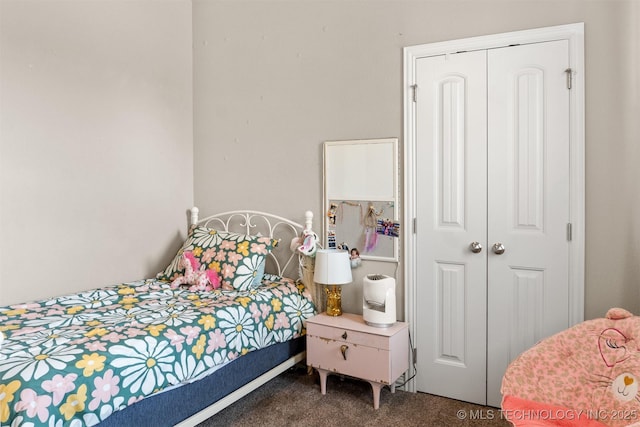 bedroom featuring carpet floors and a closet