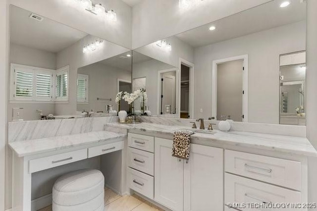11904 S Toledo Ave, Tulsa, OK 74137 - bathroom featuring visible vents, vanity, and recessed lighting