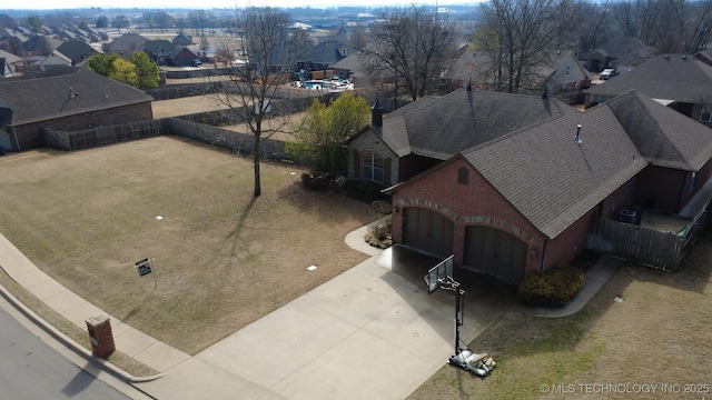 bird's eye view with a residential view