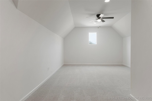 2038 E 129th St, Jenks, OK 74037 - additional living space with a ceiling fan, vaulted ceiling, and light carpet