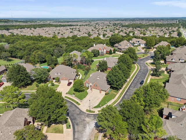 aerial view with a residential view