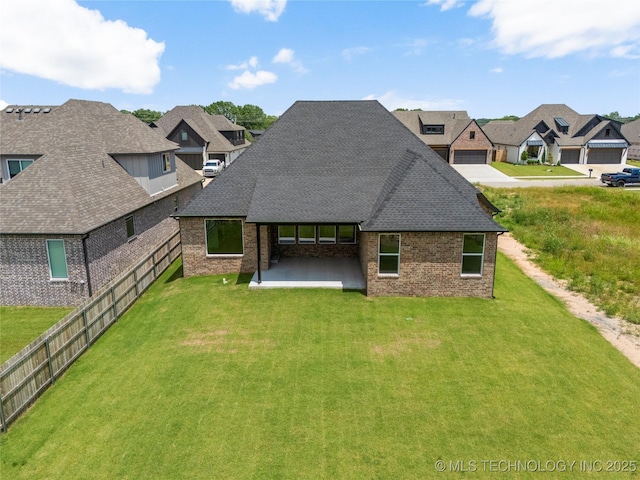 13630 S 21st Pl E, Bixby, OK 74008 - rear view of property with brick siding, a patio area, roof with shingles, and a residential view