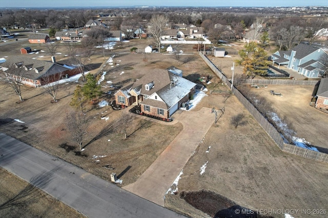 aerial view featuring a residential view