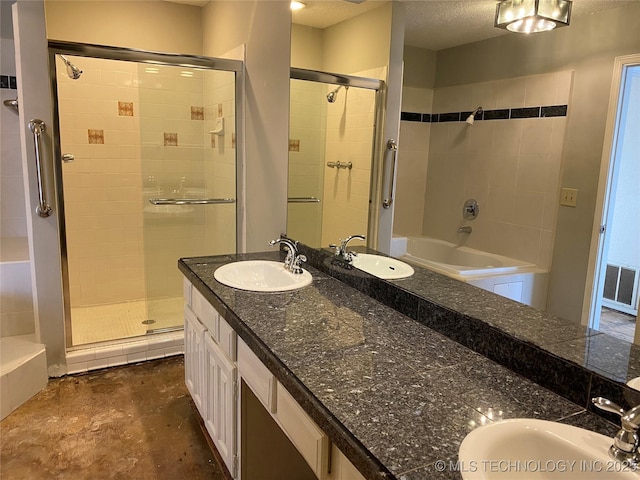 bathroom featuring visible vents, a sink, and double vanity