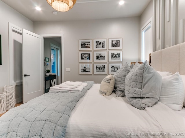 bedroom with recessed lighting