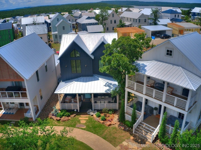 aerial view with a residential view