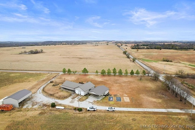 aerial view featuring a rural view