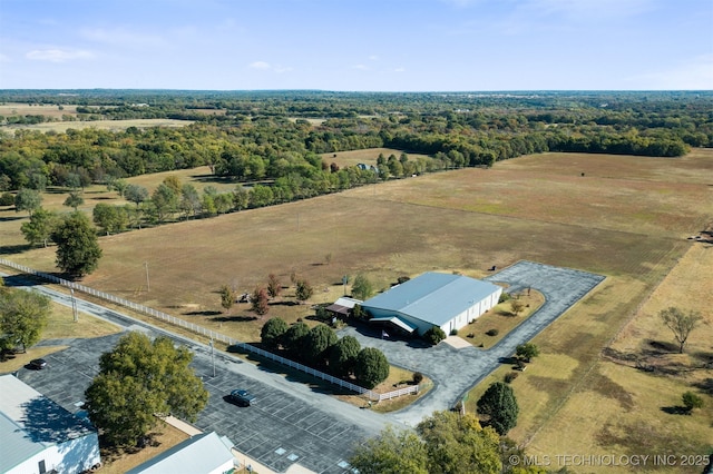 aerial view featuring a rural view
