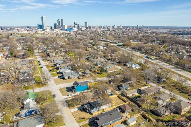 aerial view with a city view