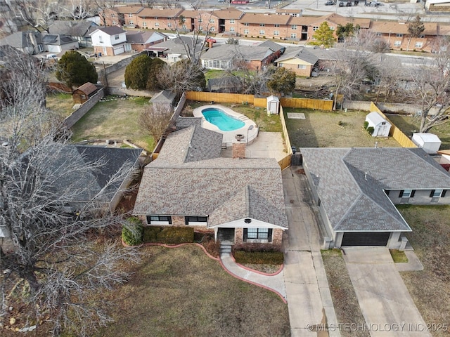 drone / aerial view with a residential view