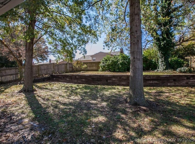 view of yard with a fenced backyard