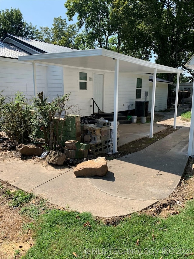 view of patio featuring central air condition unit