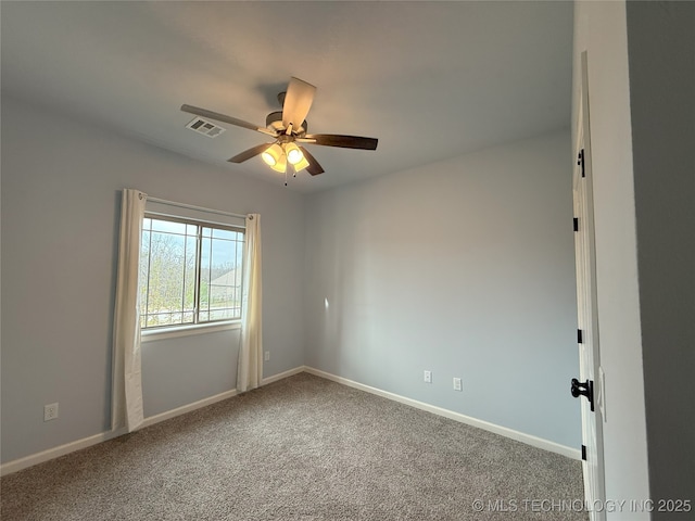 1825 E 45th Pl, Sand Springs, OK 74063 - carpeted empty room featuring visible vents, baseboards, and a ceiling fan
