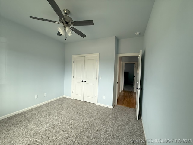 1825 E 45th Pl, Sand Springs, OK 74063 - unfurnished bedroom featuring a closet, baseboards, a ceiling fan, and carpet floors